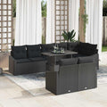 Gartensofa-set mit Kissen 9 pcs Schwarz Poly-Rattan