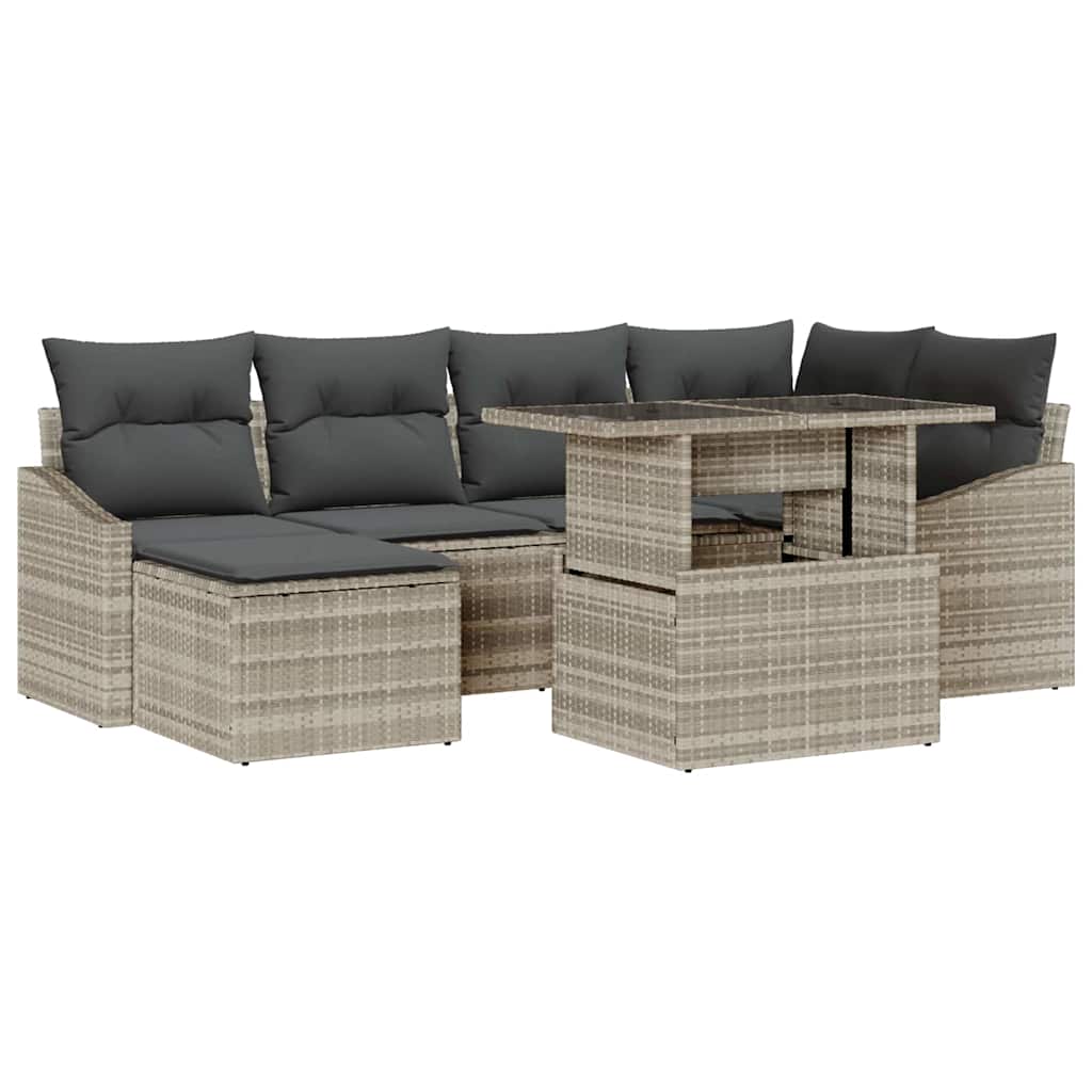Garten-Sofa-Set mit Kissen 7 pcs Hellgrau