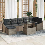 Gartensofa-set mit Kissen mit Speicher 8 pcs Grau Poly-Rattan