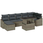 Gartensofa-set mit Kissen mit Speicher 8 pcs Grau Poly-Rattan
