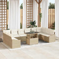 Sofa Set mit Kissen 11 pcs Beige und Creme Poly-Rattan