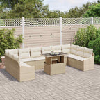 Sofa Set mit Kissen 11 pcs Beige und Creme Poly-Rattan