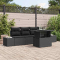 Sofa Set mit Kissen 5 pcs Schwarz Poly-Rattan