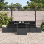 Sofa Set mit Kissen 5 pcs Schwarz Poly-Rattan