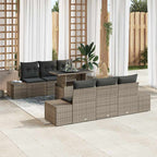 Sofa Set mit Kissen 7 pcs Grau Poly-Rattan