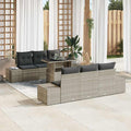 Sofa Set mit Kissen 7 pcs Hellgrau Poly-Rattan