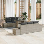 Sofa Set mit Kissen 7 pcs Hellgrau Poly-Rattan