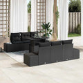 Sofa Set mit Kissen 7 pcs Schwarz Poly-Rattan