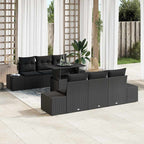 Sofa Set mit Kissen 7 pcs Schwarz Poly-Rattan