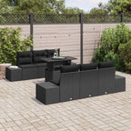 Sofa Set mit Kissen 7 pcs Schwarz Poly-Rattan