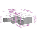 Gartensofa-set mit Kissen 9 pcs Braun und Rot Poly-Rattan