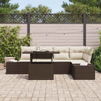 Garten-Sofa-Set mit Kissen 6 pcs Braun Poly Rattan