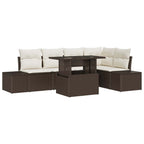 Garten-Sofa-Set mit Kissen 6 pcs Braun Poly Rattan
