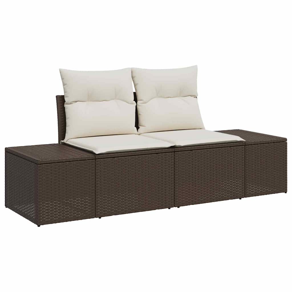 Garten-Sofa-Set mit Kissen 6 pcs Braun Poly Rattan