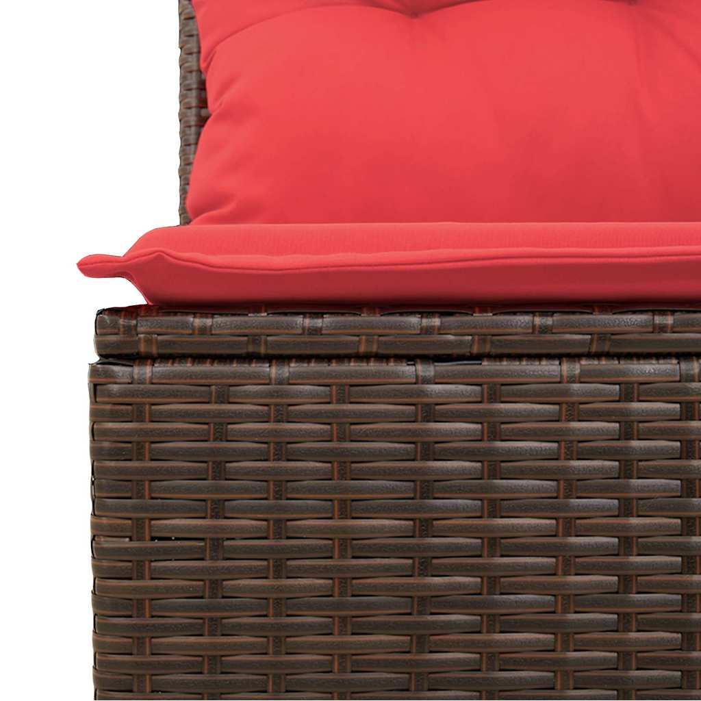 Gartensofa-set mit Kissen 9 pcs Braun und Rot Poly-Rattan