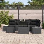 Garten-Sofa-Set mit Kissen 7 pcs Schwarz