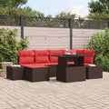 Garten-Sofa-Set mit Kissen 7 pcs Braun und Rot