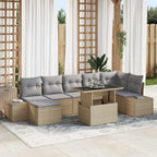 Garten-Sofa-Set mit Kissen 8 pcs Beige und Hellgrau