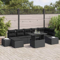 Garten-Sofa-Set mit Kissen 8 pcs Schwarz