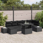 Garten-Sofa-Set mit Kissen 8 pcs Schwarz