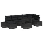 Garten-Sofa-Set mit Kissen 8 pcs Schwarz