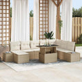 Gartensofa-set mit Kissen 9 pcs Beige und Creme Poly-Rattan