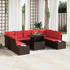 Garten-Sofa-Set mit Kissen mit Speicher 10 pcs Braun und Rot