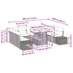 Garten-Sofa-Set mit Kissen mit Speicher 10 pcs Braun und Rot