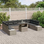 Garten-Sofa-Set mit Kissen mit Speicher 11 pcs Grau
