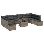 Garten-Sofa-Set mit Kissen mit Speicher 11 pcs Grau