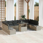 Garten-Sofa-Set mit Kissen mit Speicher 11 pcs Hellgrau
