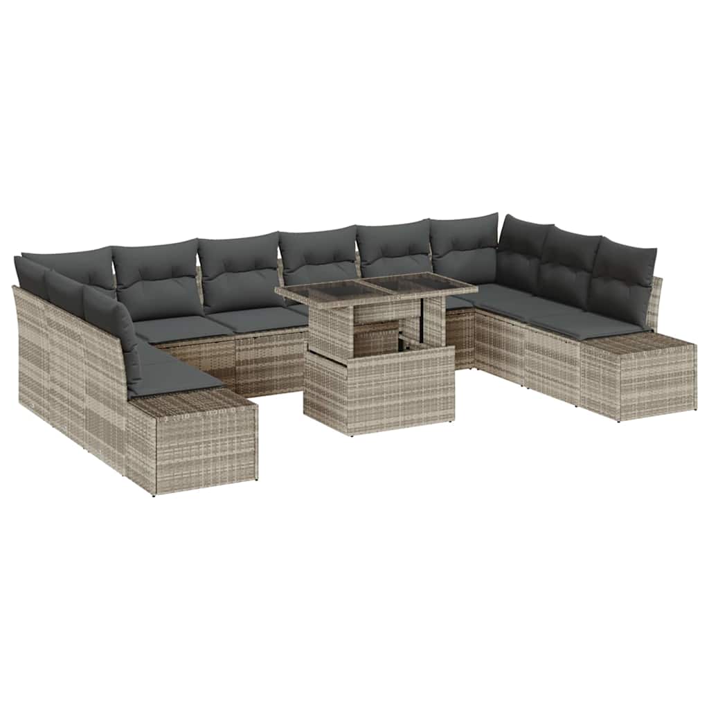 Garten-Sofa-Set mit Kissen mit Speicher 11 pcs Hellgrau