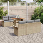 Garten-Sofa-Set mit Kissen 7 pcs Beige und Hellgrau
