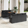 Garten-Sofa-Set mit Kissen 7 pcs Schwarz