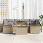 Garten-Sofa-Set mit Kissen 7 pcs Beige und Hellgrau