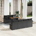 Garten-Sofa-Set mit Kissen 8 pcs Schwarz
