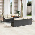 Gartensofa-set mit Kissen 7 pcs Schwarz und Creme Poly-Rattan