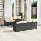 Gartensofa-set mit Kissen 7 pcs Schwarz und Creme Poly-Rattan