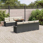 Gartensofa-set mit Kissen 7 pcs Schwarz und Creme Poly-Rattan