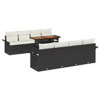 Gartensofa-set mit Kissen 7 pcs Schwarz und Creme Poly-Rattan
