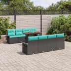 Garten-Sofa-Set mit Kissen 7 pcs Schwarz und blau