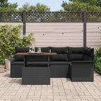 Garten-Sofa-Set mit Kissen 6 pcs Schwarz