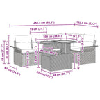 Garten-Sofa-Set mit Kissen 6 pcs Schwarz