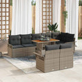 Gartensofa-set mit Kissen 9 pcs Grau Poly-Rattan