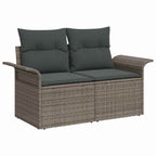 Gartensofa-set mit Kissen 9 pcs Grau Poly-Rattan
