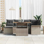 Gartensofa-set mit Kissen 7 pcs Grau Poly-Rattan