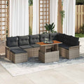 Garten-Sofa-Set mit Kissen 9 pcs Grau