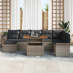 Garten-Sofa-Set mit Kissen 9 pcs Grau