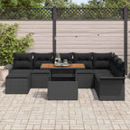 Garten-Sofa-Set mit Kissen 9 pcs Schwarz