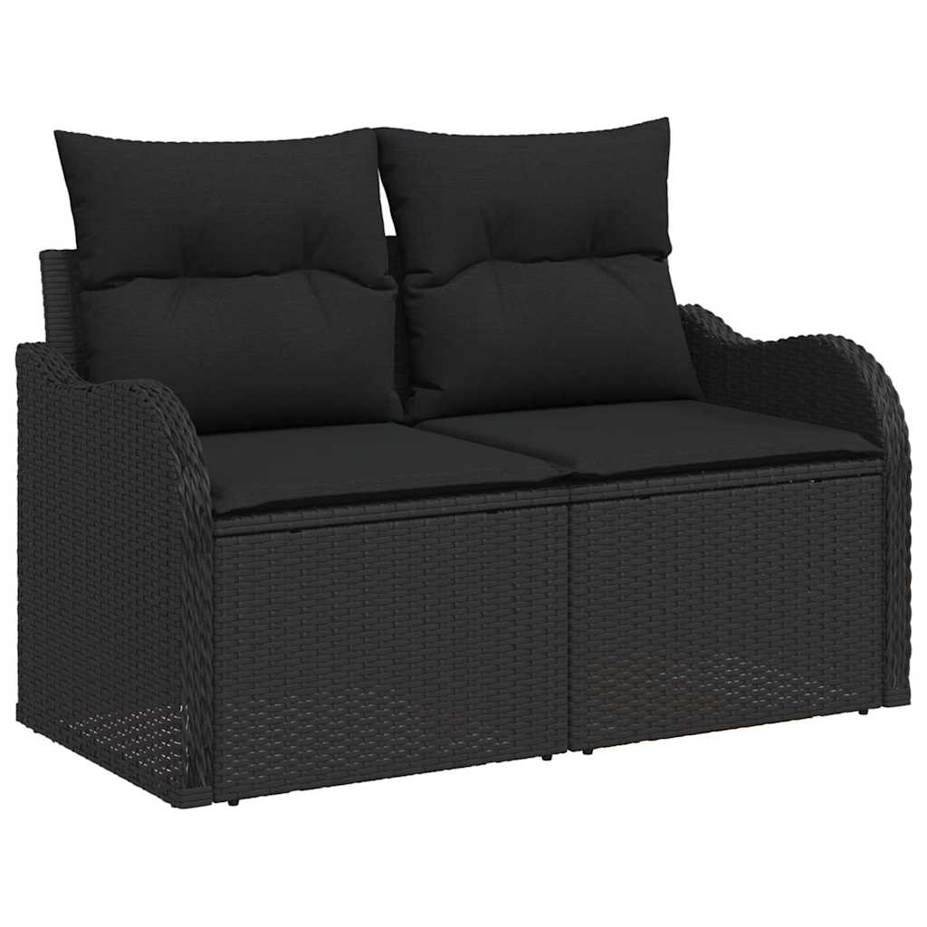Gartensofa-set mit Kissen 5 pcs Schwarz Poly-Rattan
